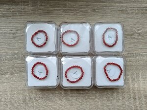 Dames ringenset (6) met natuursteen Rood Agaat 3mm