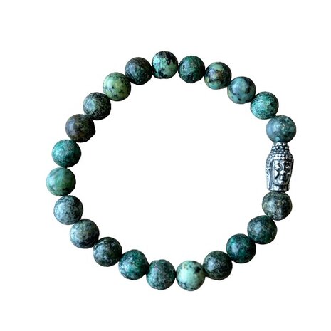 Heren armband Afrikaans Turquoise met Boeddha kraal